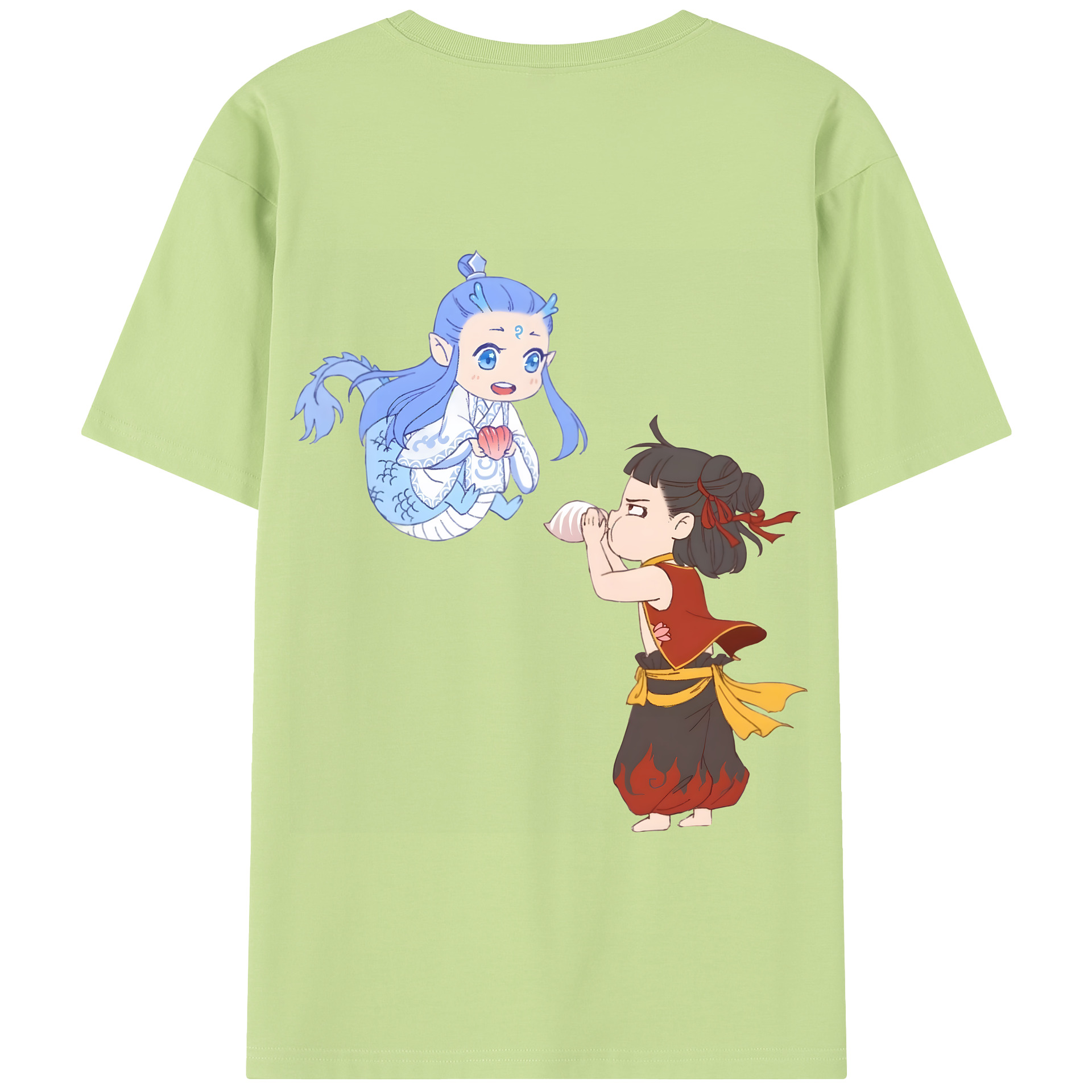 （画像用） Ne Zha 2 ナタ 魔童の大暴れ 綿100％半袖Tシャツ（背面プリント）